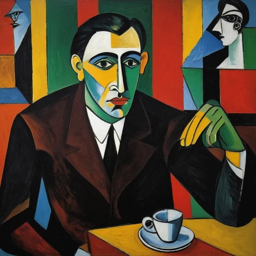 mayakovsky,brauner,metzinger,macke,picasso,malevich,cocteau,walser,diaghilev,piatigorsky,lipatti,trenaunay,muyres,schoenberg,modigliani,martov,picassos,poulenc,man with a computer,beckmann,Illustration,Retro,Retro 04