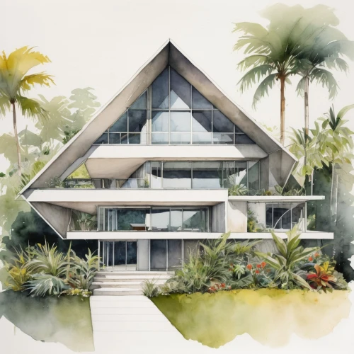 tropical house,palm house,modern house,mid century house,house drawing,holiday villa,florida home,watercolor palm trees,sketchup,conservatory,glasshouse,beach house,house by the water,luxury home,neutra,renderings,frame house,dreamhouse,conservatories,modern architecture,Conceptual Art,Fantasy,Fantasy 10