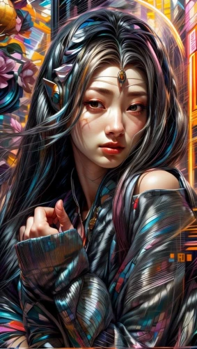 alita,adnate,tsuneo,welin,skuld,chiaradia,bingqian,fantasy portrait,oiran,asami,ibuki,diaochan,krita,vayne,overpainting,sindel,world digital painting,wuxian,dakini,yufeng