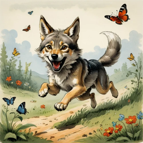 dog illustration,dog running,running dog,flying dog,canis lupus,ein,canidae,wolffian,vulpes vulpes,foxhunting,canid,flying fox,wild dog,wolpaw,hunting dog,foxen,watercolor dog,wolferen,aleu,wolstein,Illustration,Retro,Retro 22