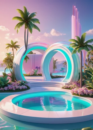 paradisus,swim ring,futuristic landscape,oceanica,diamond lagoon,tropicana,oasis,wavevector,tropical house,haulover,riviera,oceanair,lagoon,resort,bahamonde,miami,delight island,oceana,3d background,ocean paradise,Unique,3D,3D Character