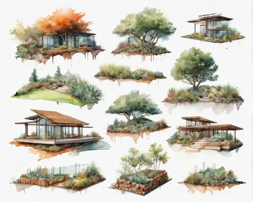 houses clipart,treehouses,studies,biomes,bungalows,floating huts,xeriscaping,landscape designers sydney,huts,landscape design sydney,cabins,grilled food sketches,teahouse,treehouse,rooves,tree house,house roofs,sketchup,landscaping,forest house,Illustration,Paper based,Paper Based 13