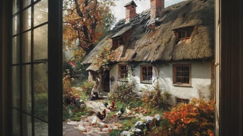 country cottage,wooden windows,winter window,miniature house,wood window,the window,autumn decoration,thatched cottage,cottages,autochrome,autumn idyll,old windows,seasonal autumn decoration,cottage,ightham,witch's house,french windows,old window,autumn frame,window view