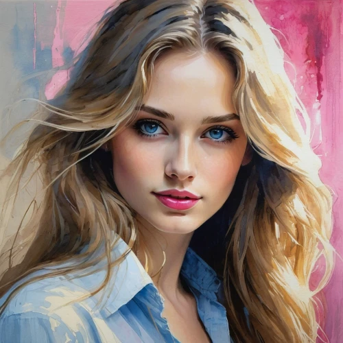 girl portrait,photo painting,digital painting,world digital painting,young woman,girl drawing,donsky,seyfried,oil painting,art painting,portrait of a girl,romantic portrait,portrait background,behenna,blonde woman,oil painting on canvas,painting,pittura,digital art,blond girl,Illustration,Paper based,Paper Based 05