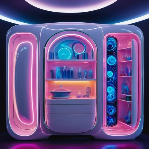 jukebox,refrigerator,neon light drinks,cosmetics counter,neon drinks,neon coffee,fridges,cinema 4d,realjukebox,neon ice cream,neon light,neon cocktails,minibar,freezers,ice cream maker,jukeboxes,neon lights,computer case,cryobank,fridge,Conceptual Art,Sci-Fi,Sci-Fi 24