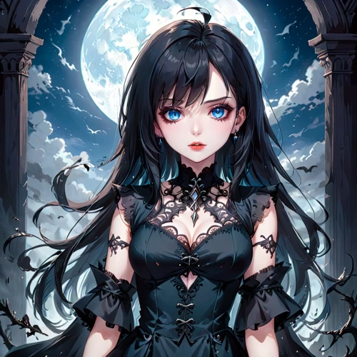 gothic woman,gothic dress,gothic style,gothic,gothic portrait,morgana,gothicus,asagi,selene,noire,skuld,isoline,goth woman,dark angel,kurumi,hecate,goth,salem,albedo,dark gothic mood,Anime,Anime,Realistic