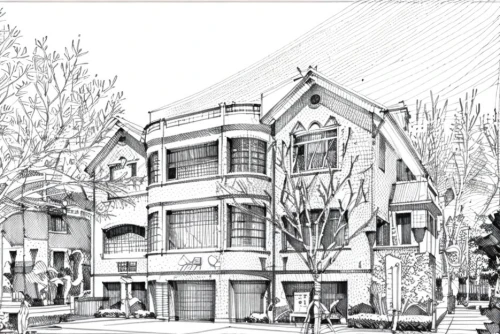 sketchup,houses clipart,revit,rowhouses,house drawing,facade painting,mono-line line art,townhomes,mansard,mono line art,line drawing,rowhouse,residencial,arquitectonica,townhouses,architectural style,office line art,row houses,exterior decoration,townhome,Design Sketch,Design Sketch,Hand-drawn Line Art