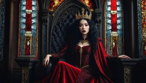 gothic portrait,melisandre,rahab,herodias,magdalene,semiramide,volturi,dolorosa,gothel,arwen,marian,mezzosoprano,throne,drusilla,carmilla,archbishop,mediatrix,the throne,portrait of christi,velika,Illustration,Japanese style,Japanese Style 18