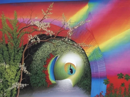 tunnel of plants,wall tunnel,plant tunnel,thorgerson,rainbow bridge,tunnel,ozric,fairy door,slide tunnel,secret garden of venus,ladyland,tunel,tunneling,biophilia,portals,tunneled,vanwyngarden,superorganism,psychedelia,ecotopia,Illustration,Paper based,Paper Based 09
