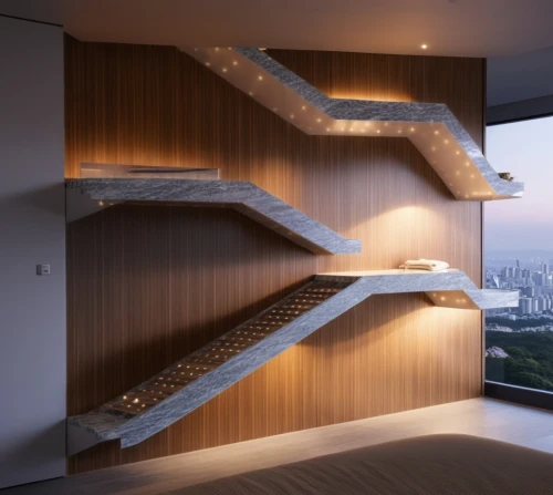 penthouses,interior modern design,wooden stair railing,outside staircase,sky apartment,staircases,skywalks,wooden stairs,contemporary decor,associati,modern decor,stairwells,staircase,stairwell,skybridge,futuristic architecture,3d rendering,glass wall,stairways,stairs,Photography,General,Realistic