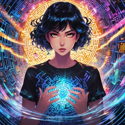 takemi,shimei,cyberia,transistor,himawari,cyberworld,tron,cyber,minmay,cyberangels,sci fiction illustration,astral traveler,cyberspace,kawakami,arryn,cyberstar,telepaths,telepath,zodiac sign libra,motoko,Illustration,Japanese style,Japanese Style 03