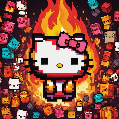 bomberman,fire background,pixaba,ognyan,firebugs,mallows,marshmallows,pyromaniac,marshmallow,fez,pyromania,kihon,pepperberg,nyan,marshmallow art,cataclysm,jiwan,hello kitty,pixel art,pixel,Unique,Pixel,Pixel 03