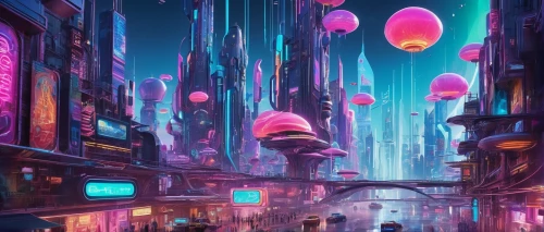 fantasy city,colorful city,cyberpunk,futuristic landscape,cybercity,metropolis,cloudstreet,cityscape,cybertown,cyberworld,microdistrict,tokyo city,cityzen,urbanworld,alley,shinjuku,cyberia,3d fantasy,pink city,transistor,Illustration,Abstract Fantasy,Abstract Fantasy 13