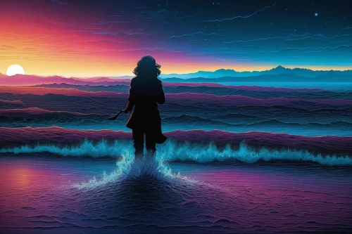 beautiful wallpaper,the horizon,horizon,silhouette art,hd wallpaper,full hd wallpaper,creative background,dusk background,ocean background,digital art,vapor,woman silhouette,4k wallpaper 1920x1080,dreamscape,dusk,art background,vast,colorful background,transparent background,3d background,Illustration,Realistic Fantasy,Realistic Fantasy 25