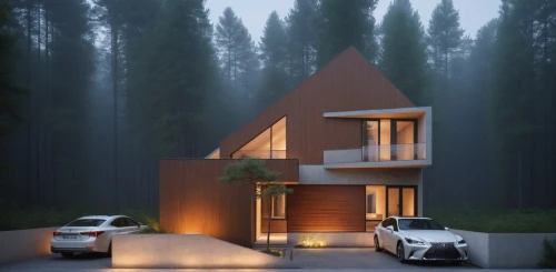 cubic house,house in the forest,3d rendering,modern house,forest house,render,electrohome,cube house,modern architecture,inverted cottage,timber house,renders,residential house,wooden house,prefab,revit,house in mountains,folding roof,small cabin,small house,Photography,General,Natural