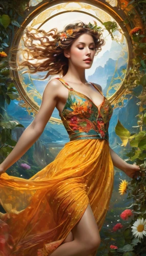 fairie,faerie,faery,spring equinox,fantasy picture,oshun,fantasy art,persephone,girl in flowers,maenads,diwata,baoshun,amphitrite,hula,fae,flower fairy,ostara,fantasy portrait,sirena,mystical portrait of a girl,Conceptual Art,Fantasy,Fantasy 05