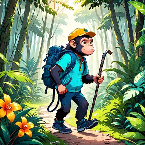 hiker,spelunker,adventurer,forest work,forest workers,explorer,game illustration,cartoon forest,farmer in the woods,explorers,forest man,paleobotanist,exploration,backpacking,venturer,exploring,adventure,wander,forest walk,jungle,Anime,Anime,General