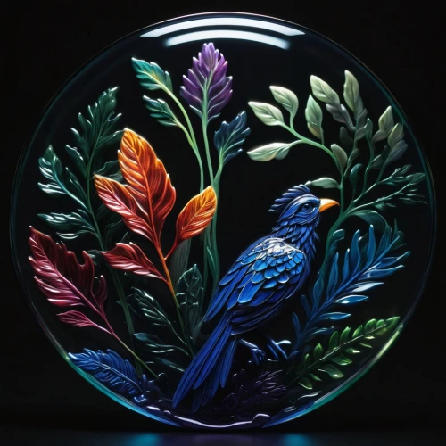 birds blue cut glass,glass painting,moorcroft,bird painting,maiolica,flower and bird illustration,floral and bird frame,stained glass pattern,stained glass,colorful birds,colorful glass,blue birds and blossom,blue parrot,an ornamental bird,ornamental bird,stained glass window,tropical birds,peacocks carnation,glass decorations,glass ornament,Photography,Artistic Photography,Artistic Photography 02