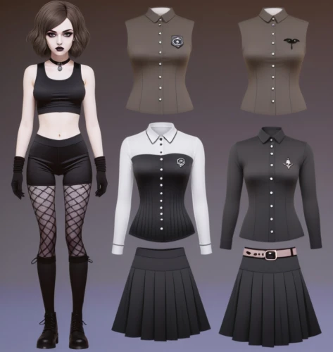 derivable,refashioned,gothic dress,women's clothing,gothic style,bodices,goth woman,dressup,police uniforms,gradient mesh,a uniform,ladies clothes,punk design,corsetry,goth like,black and white pieces,uniforms,goth,bodice,clothing,Conceptual Art,Sci-Fi,Sci-Fi 11