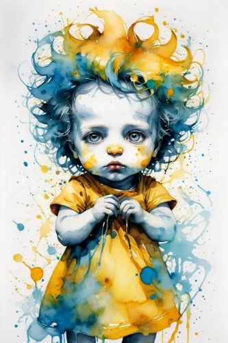 watercolor baby items,royo,watercolor blue,dran,painter doll,ink painting,water colors,watercolor paint strokes,watercolor painting,watercolor,cmyk,yellow and blue,watercolour paint,kids illustration,watercolors,starchild,infancy,coraline,krita,water color,Illustration,Paper based,Paper Based 20