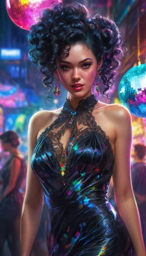 domino,cyberpunk,disco,shadowrun,cyberia,contessa,tsuneo,afrofuturism,askani,dichroic,sci fiction illustration,matangi,jaya,kittani,cybernet,fantasy woman,kangna,world digital painting,cyberangels,zhu,Illustration,Realistic Fantasy,Realistic Fantasy 38