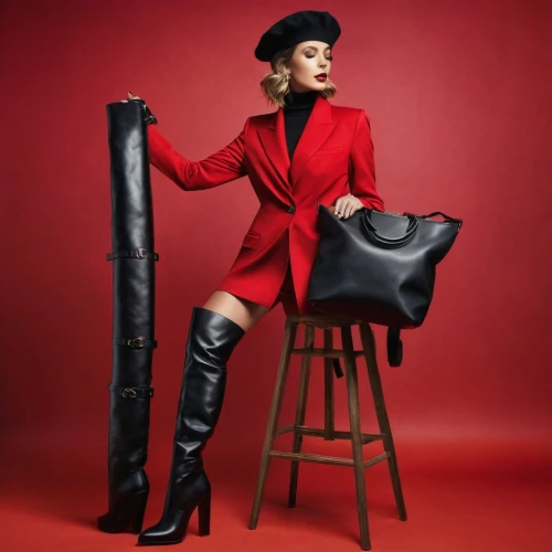 stiletto-heeled shoe,stack-heel shoe,leather suitcase,redcoat,overcoats,red coat,leather boots,leatherette,red bag,roitfeld,calfskin,woman in menswear,red shoes,eartha,editorials,fashion shoot,misia,slingbacks,stiletto,androgyne,Photography,General,Fantasy