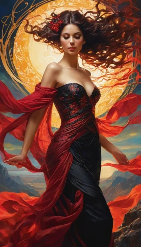 flamenca,melisandre,fiery,flame spirit,fire dancer,sorceress,fire angel,flamenco,persephone,dancing flames,fire siren,liliana,wiccan,sorceresses,flame of fire,beltane,sirenia,aflame,fire dance,kahlan,Conceptual Art,Fantasy,Fantasy 05