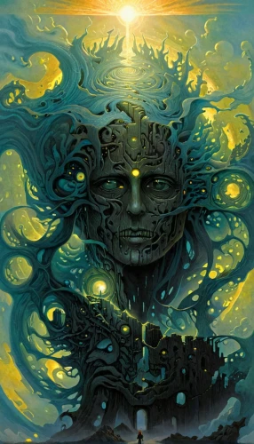 sea god,sun god,samudra,god of the sea,mahakala,samuil,mahadeva,medusa,varuna,poseidon,sun king,ayahuasca,vecna,leota,mirror of souls,samsara,sundancer,azathoth,aura,oracular,Illustration,Realistic Fantasy,Realistic Fantasy 44