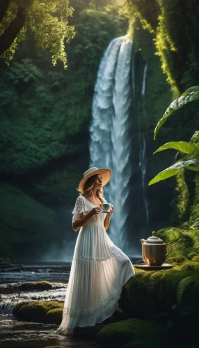 fantasy picture,woman at the well,sylphides,photo manipulation,faery,sylphide,druidry,celtic woman,enchantment,fairy tale,a fairy tale,faerie,mystical portrait of a girl,fairytale,washerwoman,photomanipulation,fairyland,storybook,enchanting,elfland,Photography,General,Fantasy