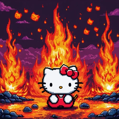 fire background,door to hell,bomberman,sanrio,firestarter,cataclysm,fire devil,hello kitty,pixaba,tatsujin,marshmallows,firebrand,lucky cat,kihon,ognyan,hellfire,dancing flames,kirbyjon,pyromaniac,marshmallow,Unique,Pixel,Pixel 05