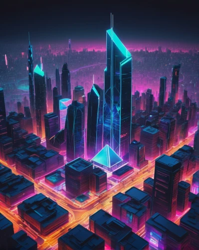 cybercity,cybertown,cityscape,verge,tron,cyberpunk,cyberworld,cube background,cyberia,colorful city,neon arrows,cyberport,cyberscene,digitalism,cyberview,cubes,neuromancer,metropolis,electroluminescent,cyberscope,Illustration,Paper based,Paper Based 02