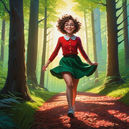 arrietty,ballerina in the woods,velma,female runner,forest path,forest walk,red riding hood,little red riding hood,forest background,world digital painting,gothel,girl with tree,little girl running,in the forest,forest clover,man in red dress,sci fiction illustration,walking in a spring,digital painting,girl in red dress,Illustration,Realistic Fantasy,Realistic Fantasy 27