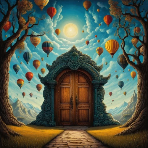 fairy door,portal,the door,wooden door,the threshold of the house,room door,fantasy picture,doorways,blue door,autumn background,dandelion hall,open door,mabon,garden door,bolthole,pumpkin autumn,doorway,seasonal autumn decoration,fantasy art,witch's house,Illustration,Abstract Fantasy,Abstract Fantasy 19