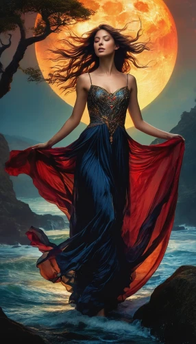 sirenia,fantasy picture,celtic woman,amphitrite,ariadne,fantasy art,sorceress,the sea maid,fantasy woman,queen of the night,persephone,xandria,moondance,celtic queen,nightwish,hecate,lady of the night,wiccan,fathom,bewitch,Conceptual Art,Fantasy,Fantasy 05