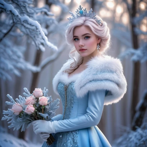 white rose snow queen,the snow queen,elsa,suit of the snow maiden,winter rose,ice queen,winterblueher,ice princess,blue snowflake,prinsesse,snow white,princesse,frostily,frosted rose,fairy tale character,frozen,winter background,cinderella,prinses,fairest,Illustration,Black and White,Black and White 17