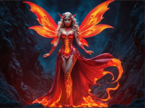 fire angel,flamebird,fire siren,demoness,flame spirit,fire dancer,fiery,firebird,fantasy woman,fantasy art,pheonix,fireheart,evil fairy,sorceress,angelfire,firedancer,flame of fire,firebrand,infernal,fire devil,Illustration,Realistic Fantasy,Realistic Fantasy 02