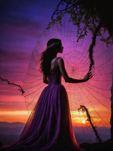 woman silhouette,dream catcher,dreamcatcher,faery,enchantment,faerie,fantasy picture,dance silhouette,silhouette dancer,mermaid silhouette,spiderweb,sewing silhouettes, silhouette,fairy queen,the enchantress,celtic woman,the silhouette,arachne,silhouetted,spider web,Illustration,Realistic Fantasy,Realistic Fantasy 33