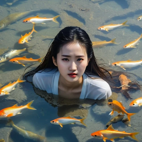 koi pond,fish in water,koi,koi carps,koi fish,doctor fish,yifei,fishpond,vietnamese woman,submerged,goldfish,school of fish,gold fish,jianying,sanxia,xueying,underwater fish,yiyang,under the water,fishes,Photography,General,Realistic