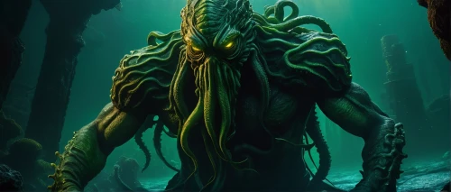 cthulhu,god of the sea,sea god,gravemind,kraken,nekron,hastur,aamoth,hastula,elashyi,sculimbrene,gradimir,deep sea,vecna,under sea,cuthulu,greenmarine,tentacles,arbiter,narcosis,Conceptual Art,Oil color,Oil Color 02