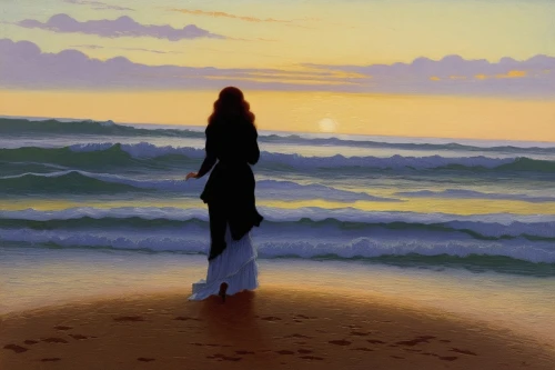 vettriano,girl on the dune,dubbeldam,man at the sea,woman silhouette,beach background,girl in a long,girl walking away,mermaid silhouette,oil painting,beach landscape,el mar,oil painting on canvas,sea beach-marigold,seascape,sheedy,oil on canvas,photo painting,ondine,by the sea,Art,Classical Oil Painting,Classical Oil Painting 14