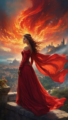 melisandre,fiery,red cape,seregil,flame spirit,cersei,red gown,dancing flames,cinder,fantasy picture,man in red dress,fire background,fire siren,karakas,fantasia,fire dancer,fire angel,pillar of fire,lady in red,aegon,Conceptual Art,Fantasy,Fantasy 05