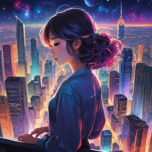 cosmogirl,sci fiction illustration,tanabata,girl at the computer,astronomer,night administrator,tsuneo,la violetta,world digital painting,korra,tokyo city,girl studying,chengli,cyberpunk,japanese sakura background,michiru,synth,mulan,katara,kinkade,Conceptual Art,Fantasy,Fantasy 03