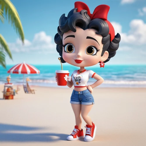 cute cartoon character,candy island girl,clarabelle,retro girl,rockabella,falda,pin up girl,retro pin up girl,pucca,disneytoon,clarabell,50's style,hawaiiana,minnie mouse,cute cartoon image,pin-up girl,rockabilly style,beach background,sailor,mable,Unique,3D,3D Character