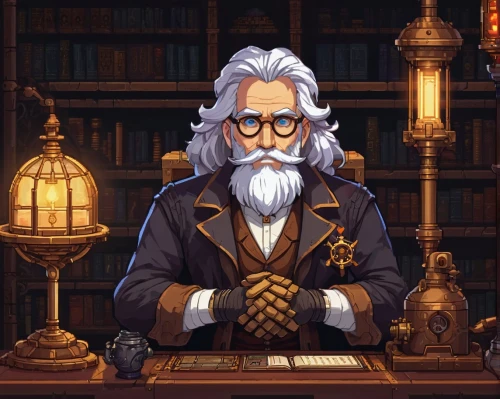 scholar,theoretician physician,rayleigh,apothecary,game illustration,bibliographer,professore,librarian,unamuno,professorial,grandstaff,professeur,peregrini,watchmaker,alchemist,kapellmeister,clockmaker,lowenthal,antiquarian,malakov,Unique,Pixel,Pixel 01