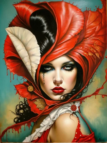 viveros,flamenca,vanderhorst,red butterfly,red hat,red magnolia,red leaf,musidora,lamour,the hat-female,pacitti,the hat of the woman,oil painting on canvas,savickas,fantasy art,lady in red,sheedy,woman's hat,grafite,red riding hood,Illustration,Realistic Fantasy,Realistic Fantasy 10