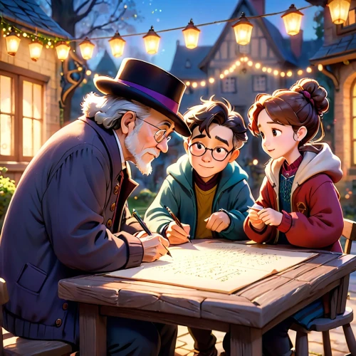 layton,advent market,carol singers,carolers,game illustration,christmas market,caroling,winter festival,detective conan,gnomes at table,christmas scene,tutoring,baudelaires,chomet,maplecroft,lamplighters,detectives,storyteller,christmas trailer,christmas movie,Anime,Anime,Cartoon