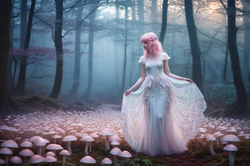 faery,fairy forest,faerie,ballerina in the woods,fairy queen,fairyland,enchanted forest,white rose snow queen,fantasy picture,seelie,elfland,peignoir,fairy world,rosa 'the fairy,fairy,forest of dreams,fairie,mushroom landscape,unseelie,agarics,Illustration,Abstract Fantasy,Abstract Fantasy 15