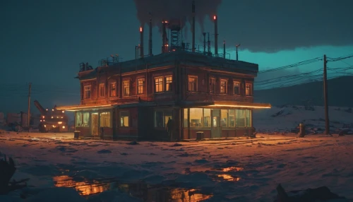 outpost,retro diner,the cabin in the mountains,alpine hut,lonely house,mountain station,alpine restaurant,refuge,electric gas station,nuka,snowhotel,mountain hut,winter house,cosmodrome,research station,small cabin,wild west hotel,abernathy,tavern,electric tower,Photography,General,Cinematic