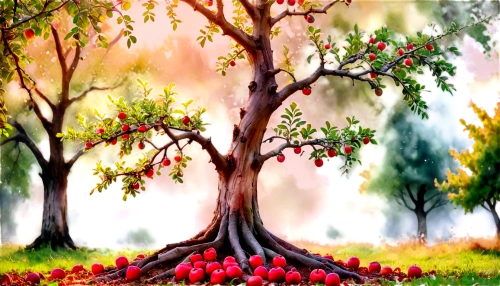 watercolor tree,watercolor background,flower tree,flourishing tree,painted tree,nature background,colorful tree of life,landscape background,red tree,blossom tree,flower painting,splendor of flowers,autumn tree,tree grove,chestnut tree with red flowers,autumn background,background colorful,background view nature,magic tree,chinar,Illustration,Realistic Fantasy,Realistic Fantasy 02