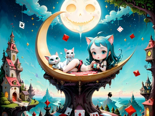 fairy world,alice in wonderland,fairyland,dream world,fairy tale icons,fairy tale character,wonderland,halloween poster,hanging moon,fantasy picture,children's background,moon and star,fairy tale,fairy lanterns,fantasy world,storybook,dreamworld,cute cartoon image,familiars,jewelpet,Anime,Anime,General